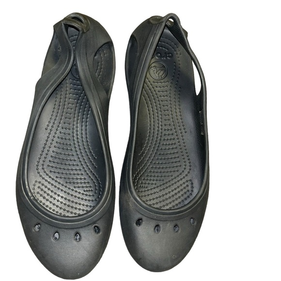 WOMEN crocs kadee black flats size 10 slip on shoes comfort - Picture 2 of 5